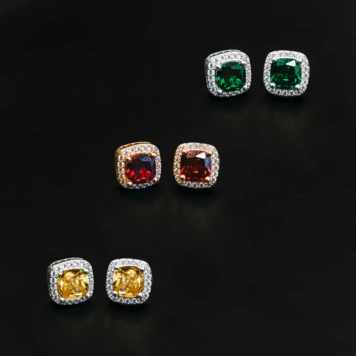 Cushion Cut Earrings in Yellow Gold