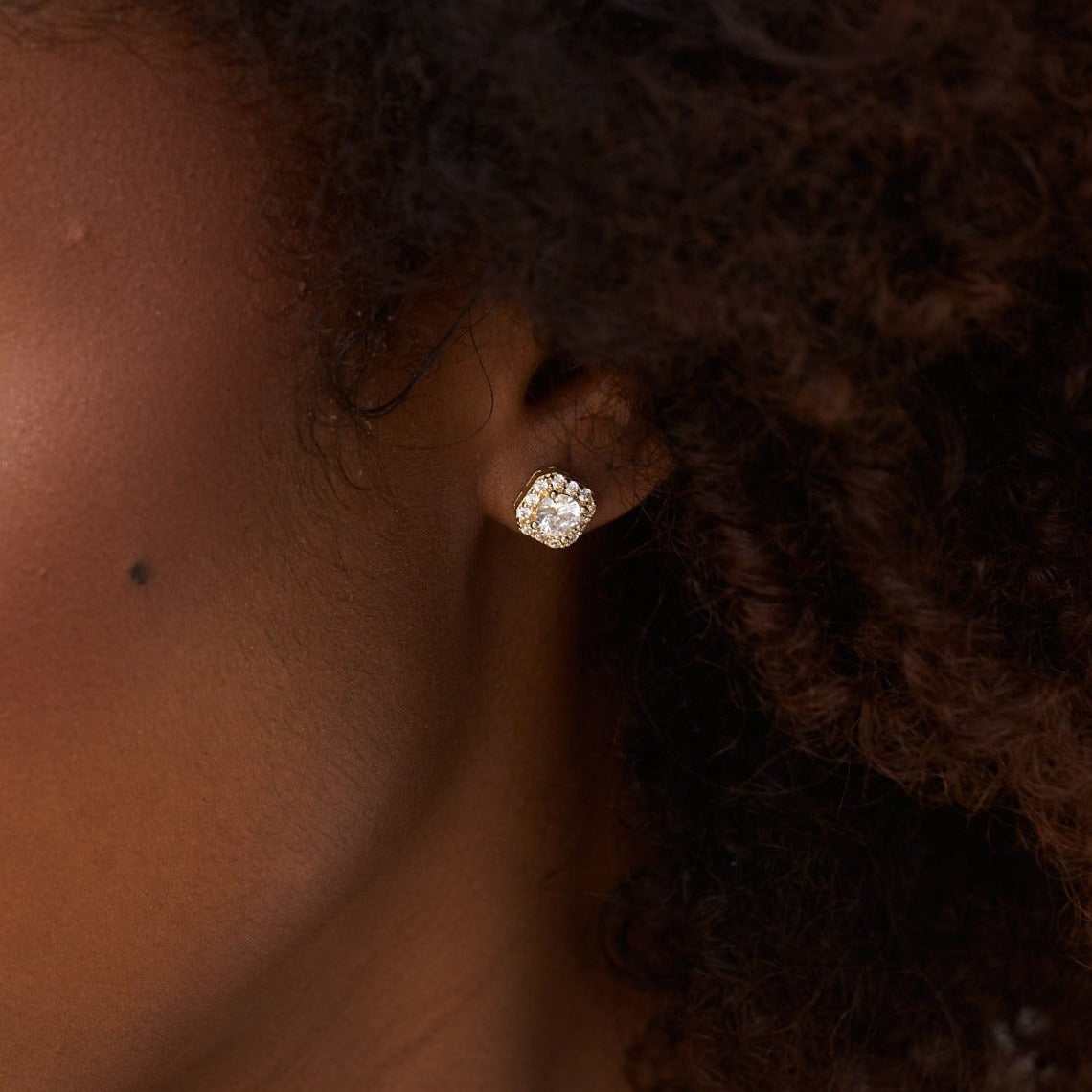 Micro Clustered Artificial gemstone Earrings yellow Gold