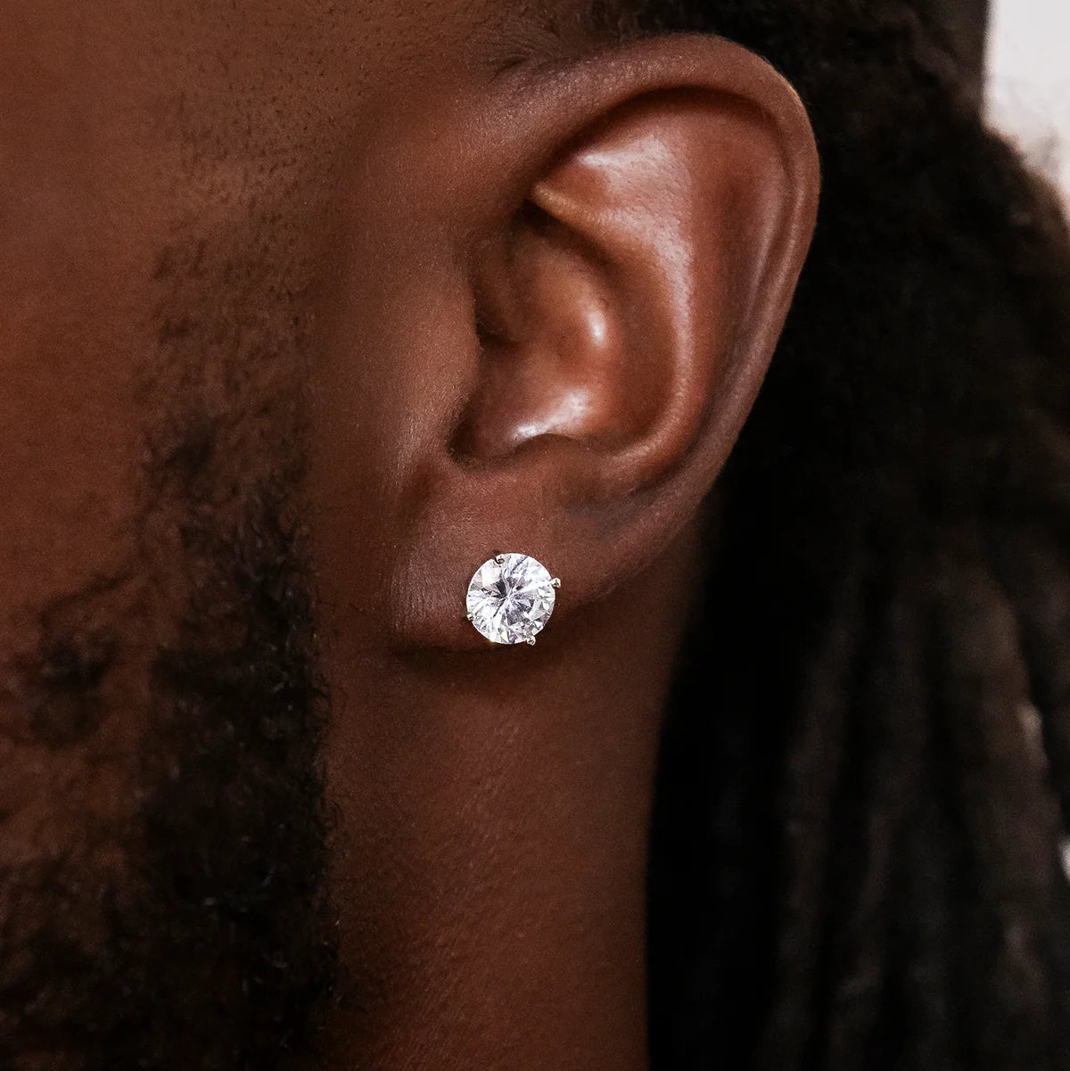7mm Round Cut Artificial gemstone Stud Earrings in White Gold