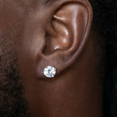 7mm Round Cut Artificial gemstone Stud Earrings in White Gold