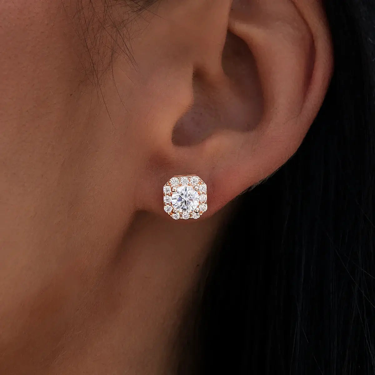 Micro Clustered Artificial gemstone  Earrings rose Gold