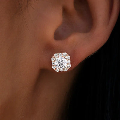 Micro Clustered Artificial gemstone  Earrings rose Gold
