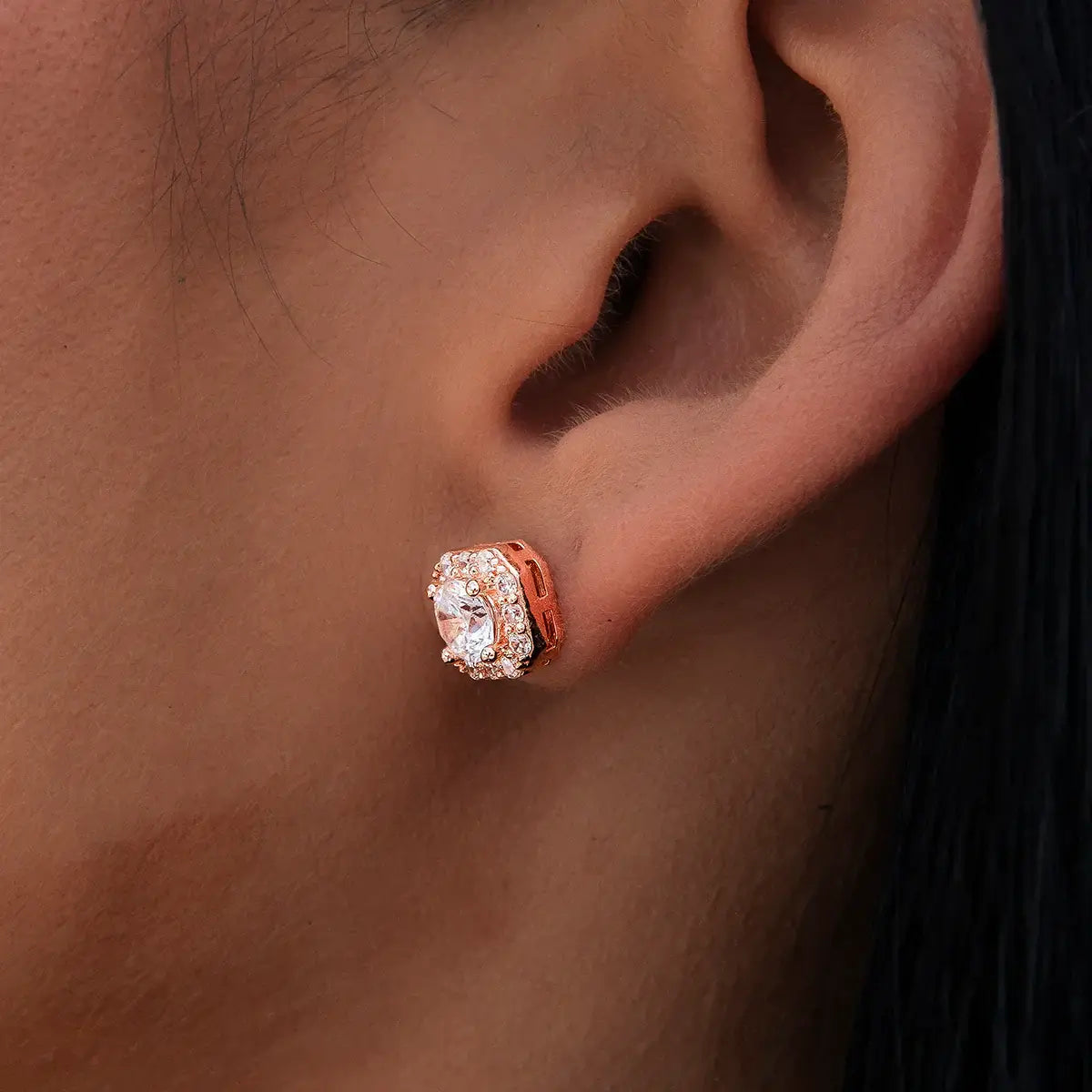 Micro Clustered Artificial gemstone  Earrings rose Gold