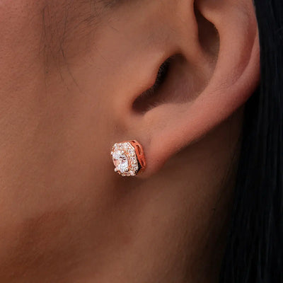 Micro Clustered Artificial gemstone  Earrings rose Gold