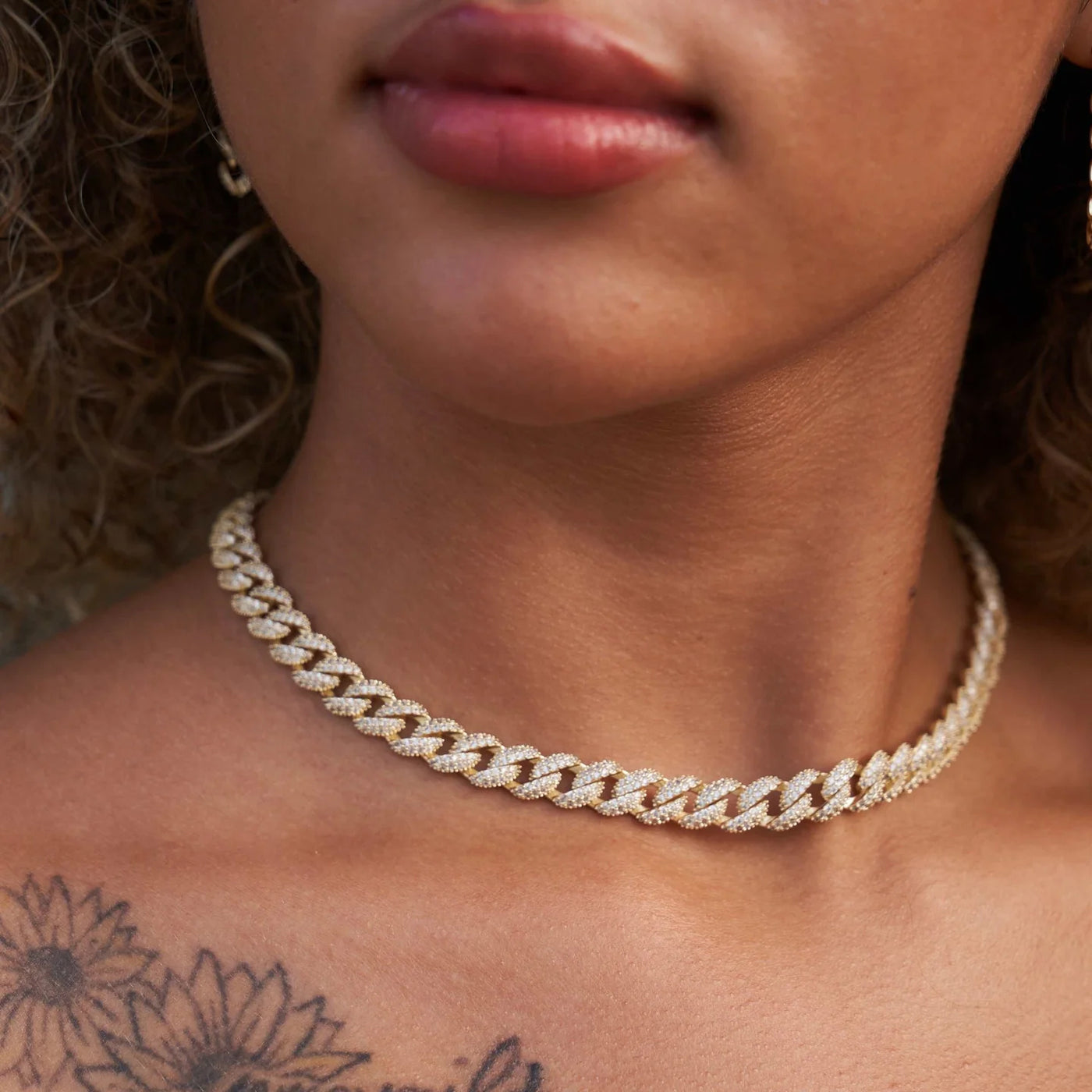Artificial gemstone Cuban Necklace in Yellow Gold - 8.5mm