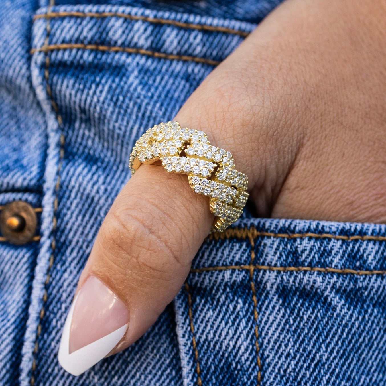 Diamond Prong Ring in White Gold Vermeil