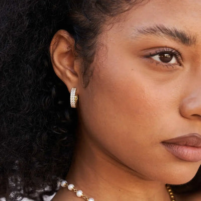 Double Row Hoop Earrings（yellow）