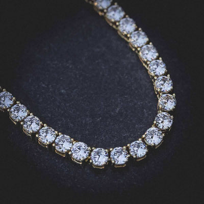 Artificial gemstone Tennis Necklace in Yellow Gold- 5mm