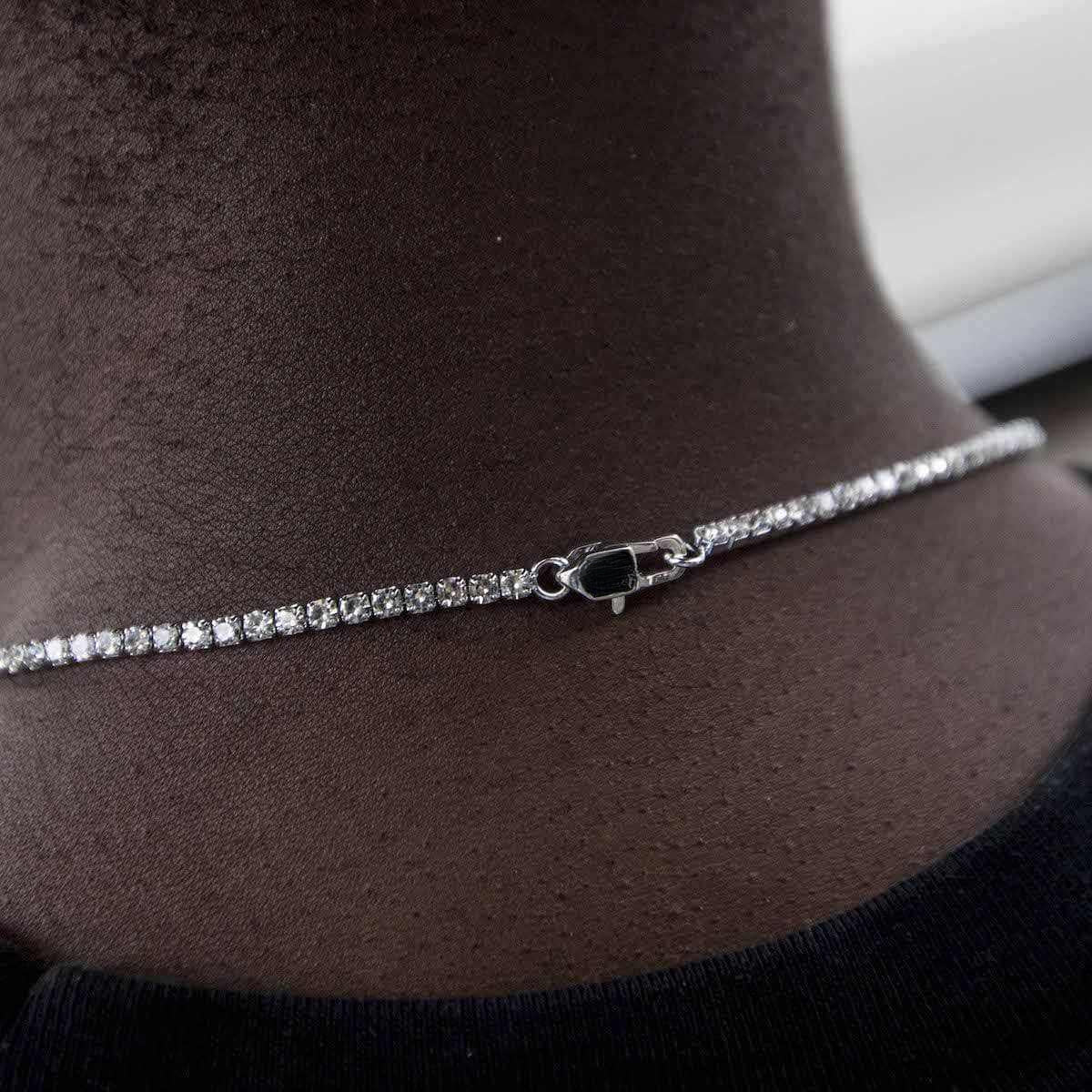 Micro Tennis Necklace in White Gold