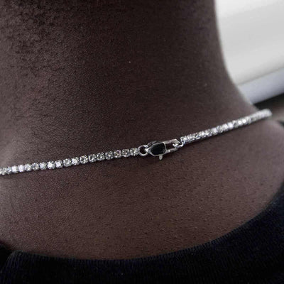 Micro Tennis Necklace in White Gold