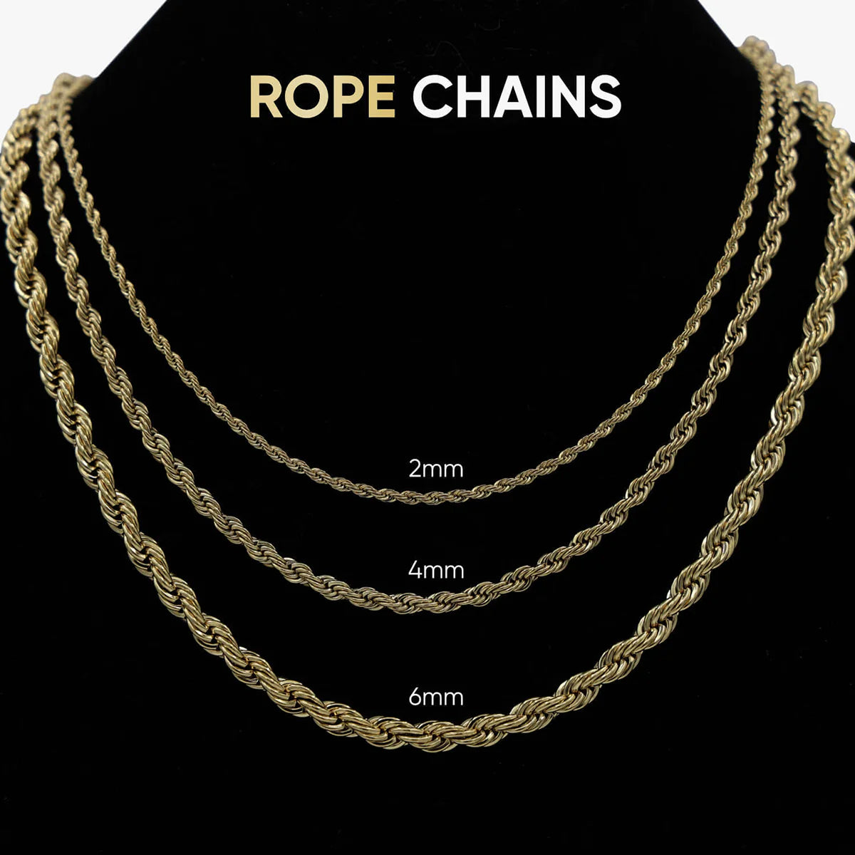 Rope Necklace in Yellow Gold - 4mm
