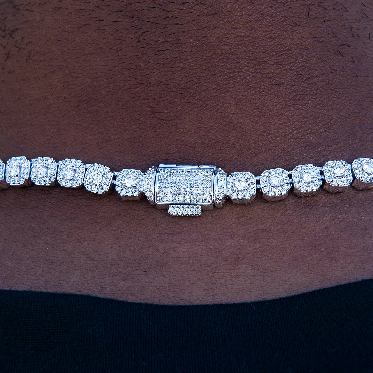 Micro Clustered Tennis Necklace in White Gold