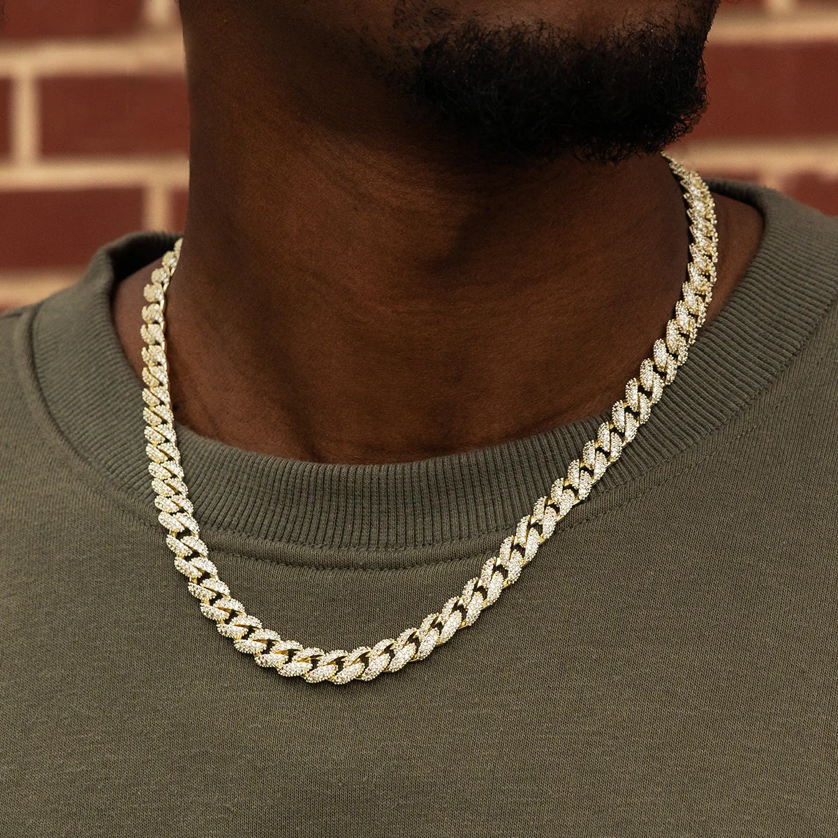 Artificial gemstone Cuban Chain in Yellow Gold