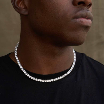 Artificial gemstone Tennis Necklace in White Gold- 5mm