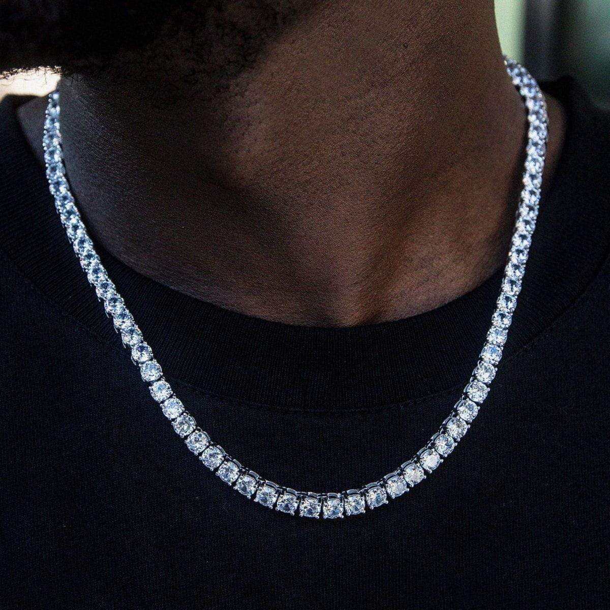Artificial gemstone Tennis Necklace in White Gold- 5mm