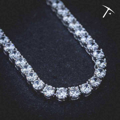 Artificial gemstone Tennis Necklace in White Gold- 5mm