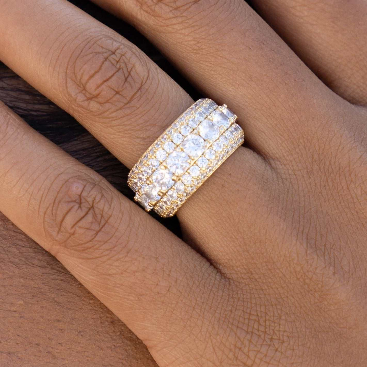 5 Layer Diamond Band Ring in Yellow Gold Vermeil