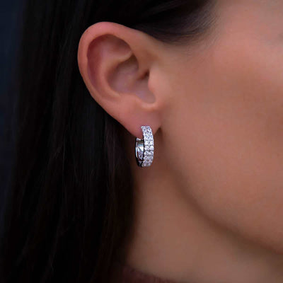Double Row Hoop Earrings（white）