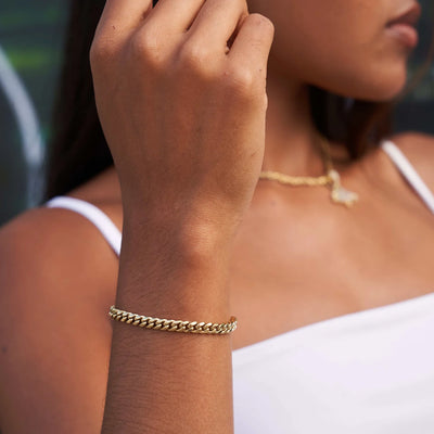 Cuban Link Bracelet in White Gold - 5mm