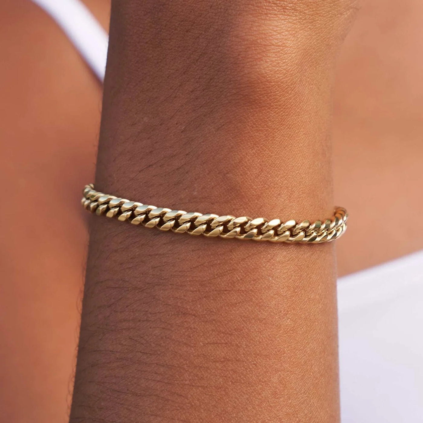 Cuban Link Bracelet in White Gold - 5mm