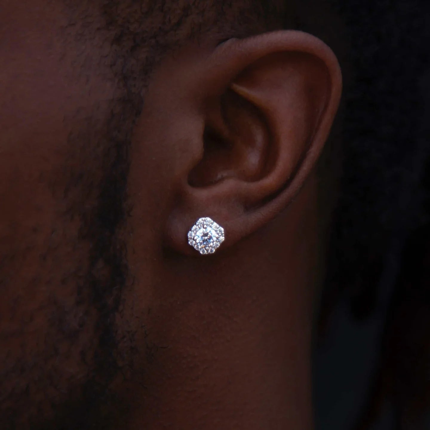 Micro Clustered Artificial gemstone Earrings White Gold