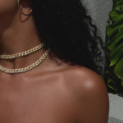 Artificial gemstone Cuban Necklace in Yellow Gold - 8.5mm