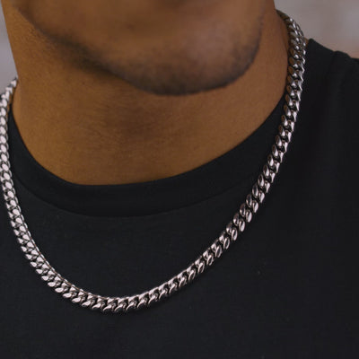 Miami Cuban Link Chain in White Gold- 8mm