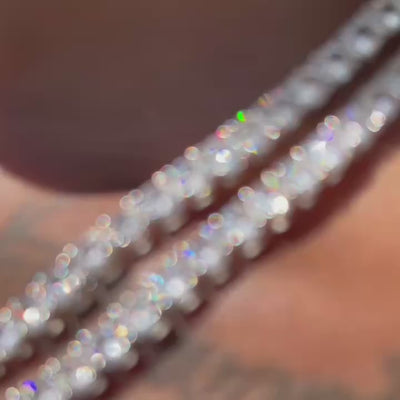 Artificial gemstone Tennis Necklace in White Gold- 5mm