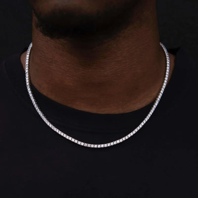 Artificial gemstone Tennis Necklace in White Gold- 3mm